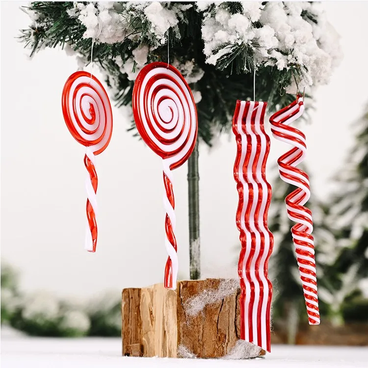 Новый дизайн 2020 Лидер продаж на Amazon украшения для рождественской елки подвески акриловые конфеты тростник Рождественский леденец подарок аксессуары «сделай