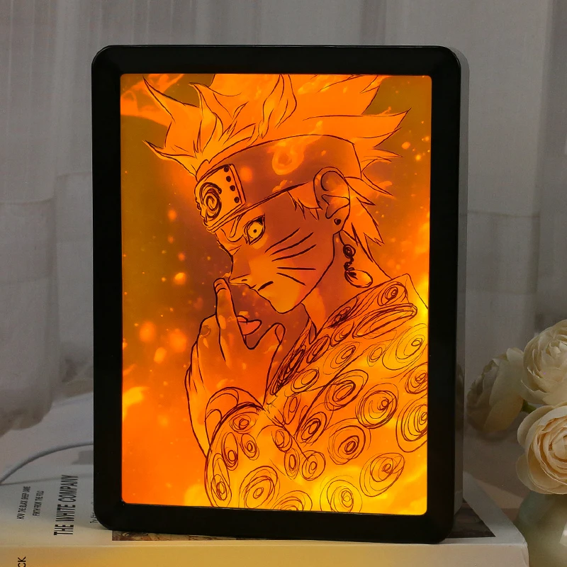 Anime Light Box Gojo Demon Slayer Anime Box Light Shadow Box Frame Art Paper Light Printing 3D Nightlight Gift Item