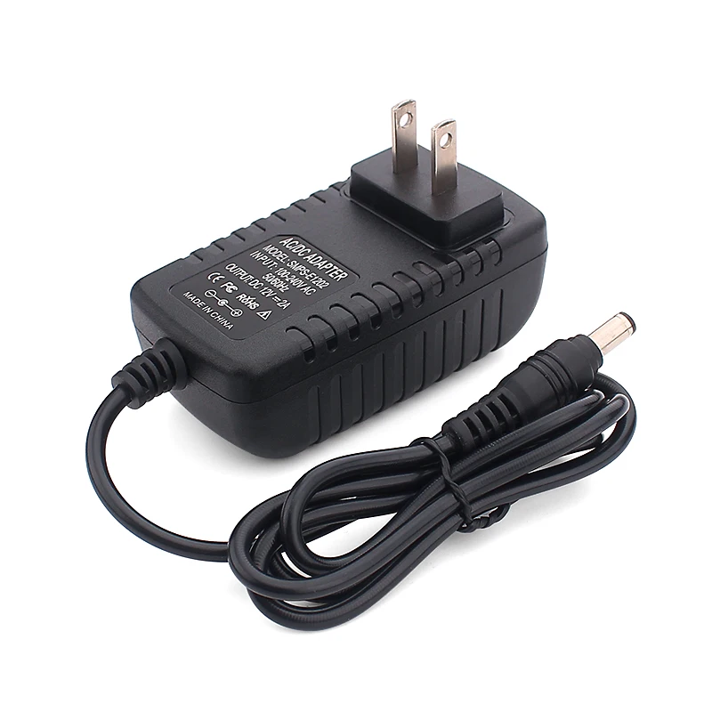 AC DC 100V-240V 50/60Hz 12V 2A 24W Plug In Connector Switching Power Adapter With US EU Plug For CCTV Accessories