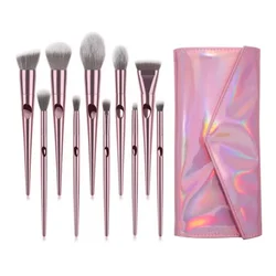 Makeup Brushes Set Professional With Case Sialia 10PCs Synthetic Rose Gold Cosmetic Brushes Sponge Brushes Cleaner Set  Own Name