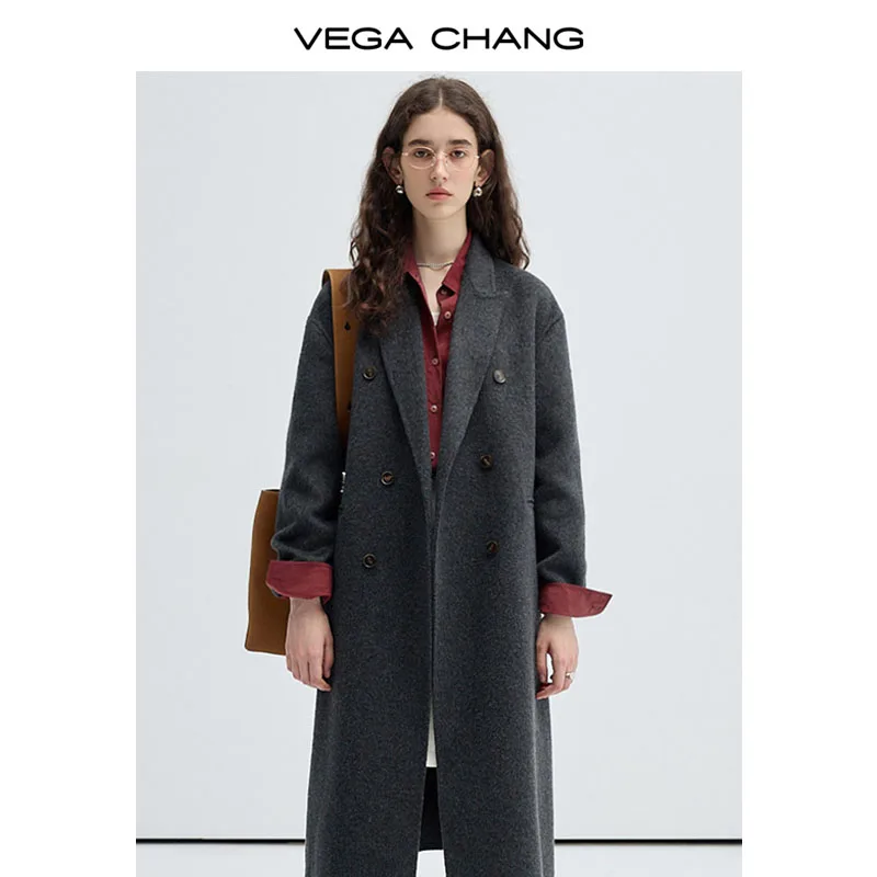 VEGA CHANG 2024 Best Sale Fall Winter Double-sided Cashmere Coat Long Double-sided Woolen Coat For Women