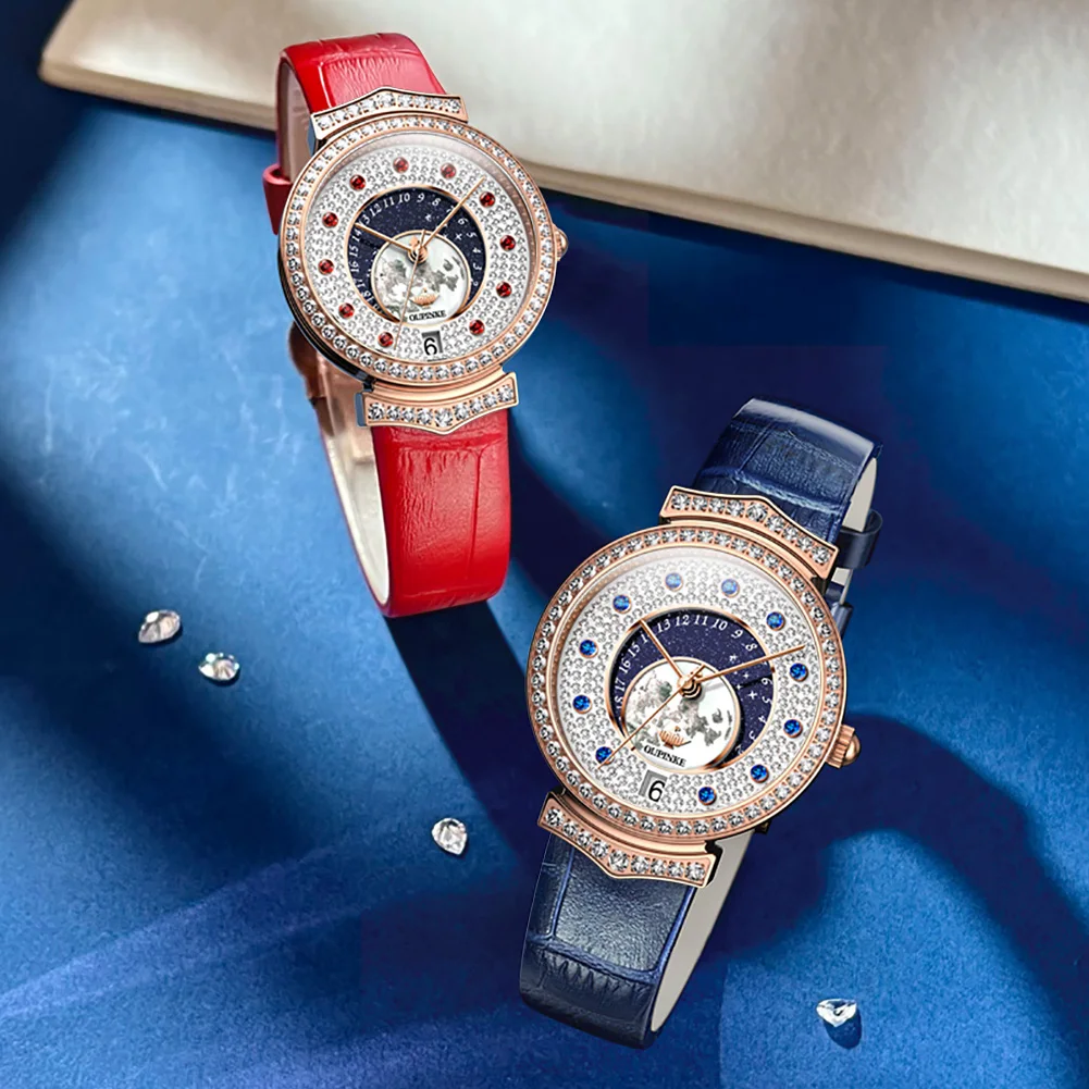 OUPINKE 3218 beautiful guangzhou lady quartz watch original Leather Strap Diamond waterproofing free shipping Leisure hand watch