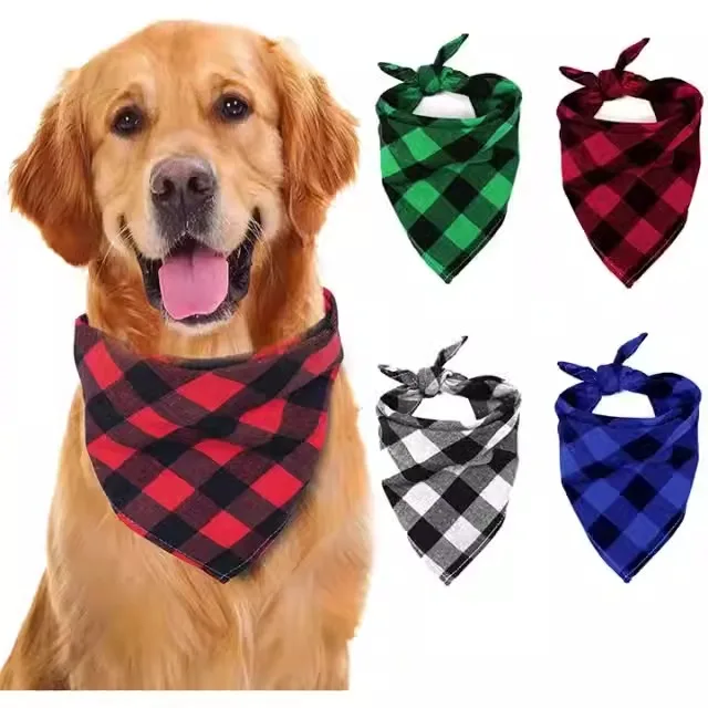 Private Logo Christmas Dog Scarf Bandana Cotton Pet Dog Cat Bandanas Bib for Puppy Dogs Cats