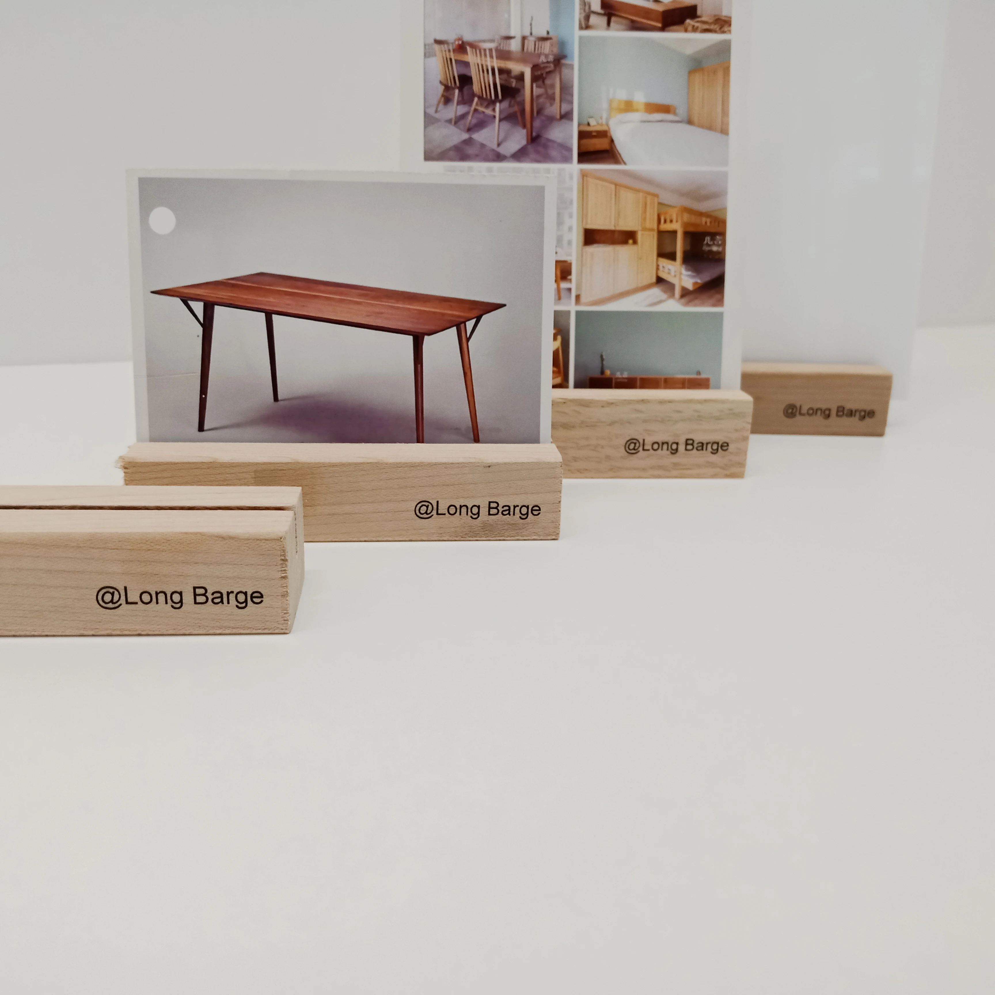 Custom cheaper photo card wood holder stand rectangle design display wooden card holder