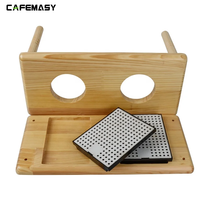 Bamboo Coffee Stand for V60 Dripper Drip Station with Double Hole Coffee Dripper Display Rack