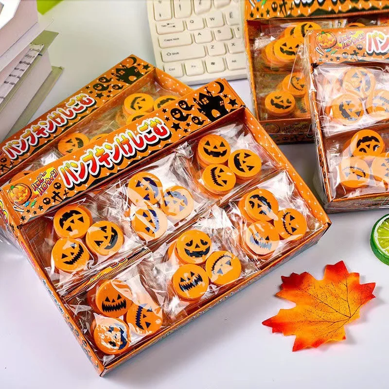 Wholesale Custom Personalized Halloween School Office PVC Round Pumpkin Printed Plastic Erasers for Kids