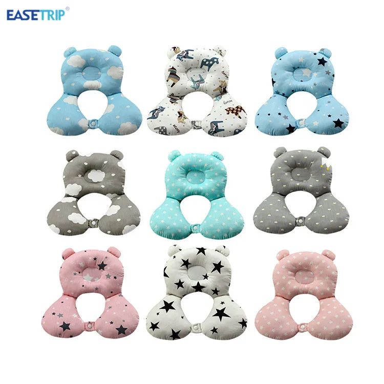 
Custom Flower Cloth Cotton Baby Safety Seat Headrest Neck Support Travel Pillow for Kids 
