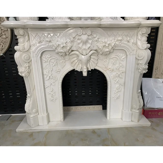 Calacatta White Statuario White Marble Fireplace Factory Price Limestone Fireplace Manufacturer