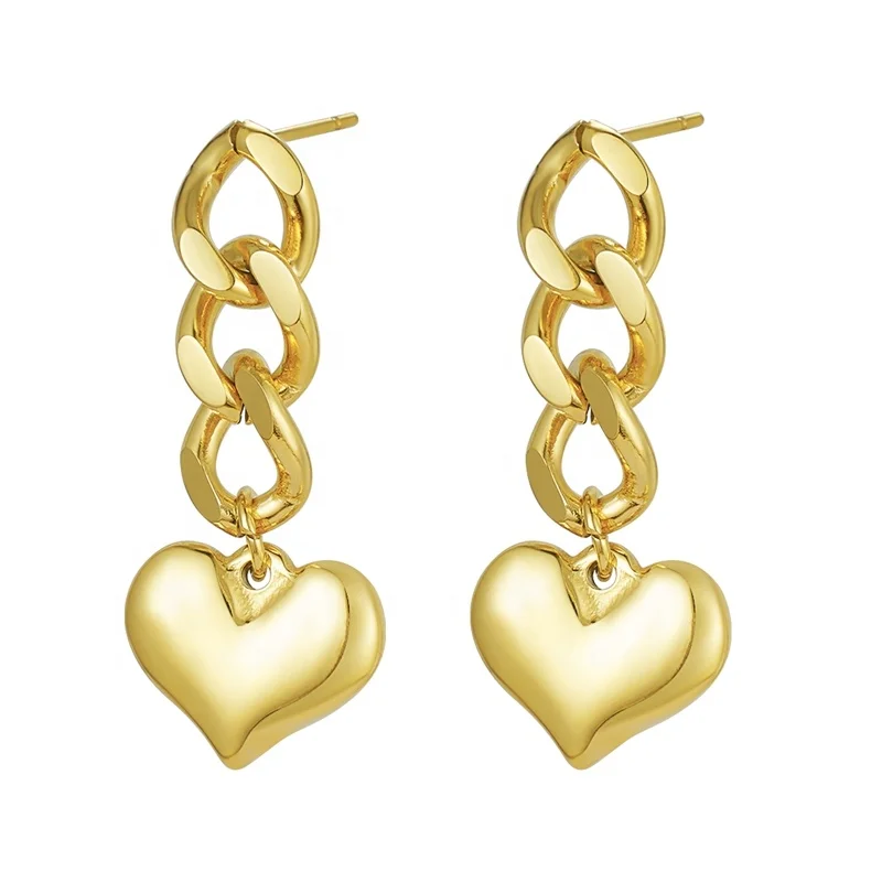 Custom High Quality 18K Gold Plated Earrings Fashion Jewelry Stainless Steel Double Paperclip link Chain Earrings For Women