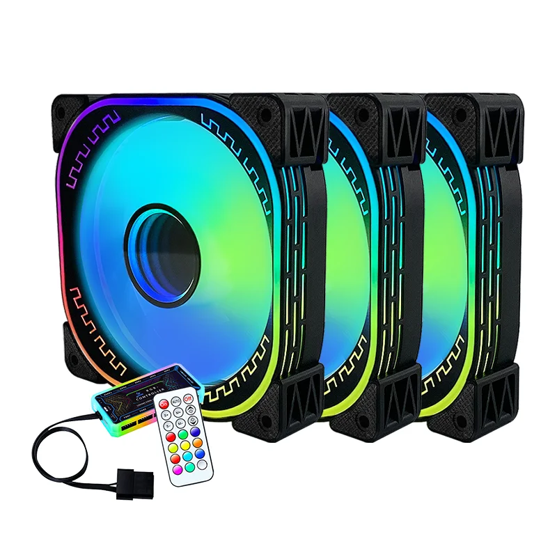 Hot Sale 120mm pc case RGB gaming fan cooling Customization Newest Model High Fan Speed Sync Motherboard PWM 4PIN 5V ARGB Cooler