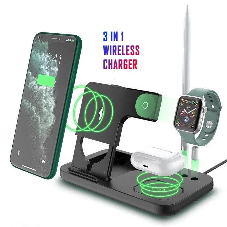 for iPhone Charging Stand , Multi 3 in 1 15W Qi Wireless Charger Stand Holder Base for iPhone for Apple Watch for Airpods