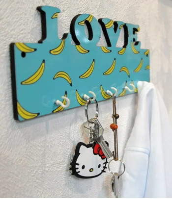 POD Sublimation Heat transfer imprinted  photo MDF Key Holder With HOME Words for home decoration