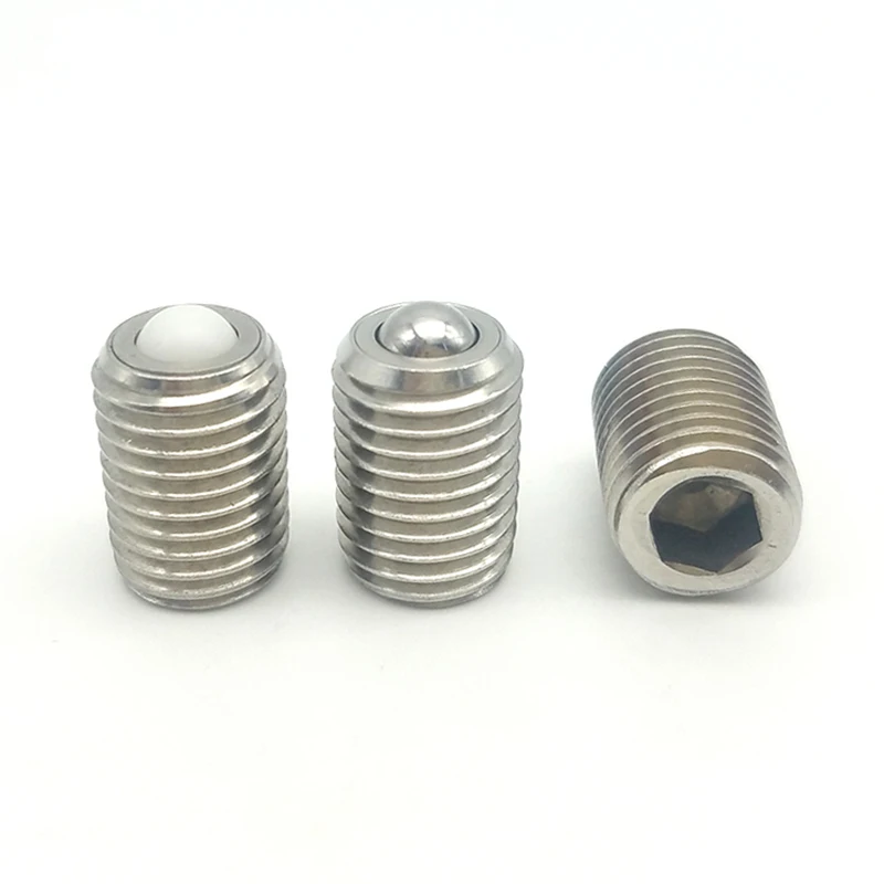 ZBCSB Stainless Steel Hex Head SUS 304 Ball Rollers Plunger with Set Screw Bolt Without Spring M6-20