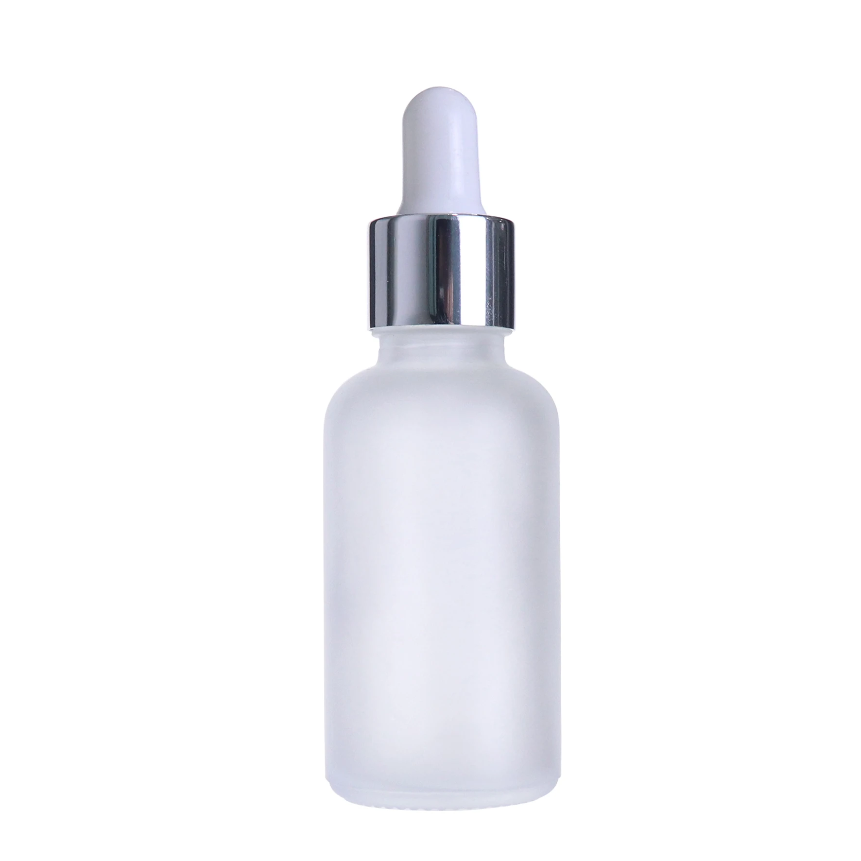 Cosmetic face serum frosted glass bottle 30ml cosmetic 1oz glass dropper bottle with paper label with silver lid