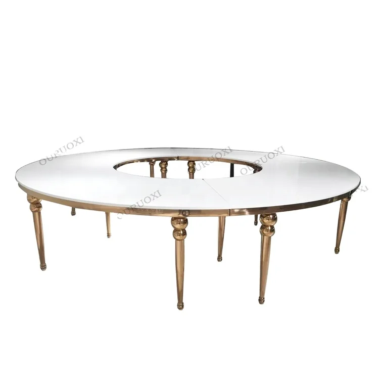 China supplier Rose Gold Stainless Steel Frame S Shape Wedding Table For Banquet