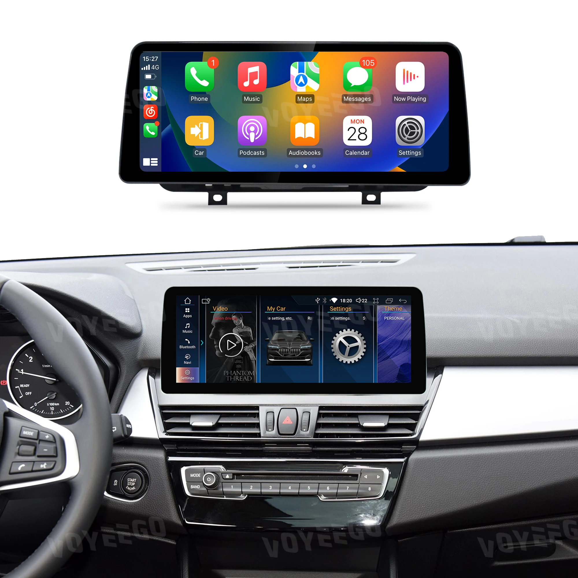 Voyeego Android 13 12.3' Qualcomm Carplay Radio Multimedia  GPS Display Screen Navigation for BMW F22 F45 MPV 2013-2021