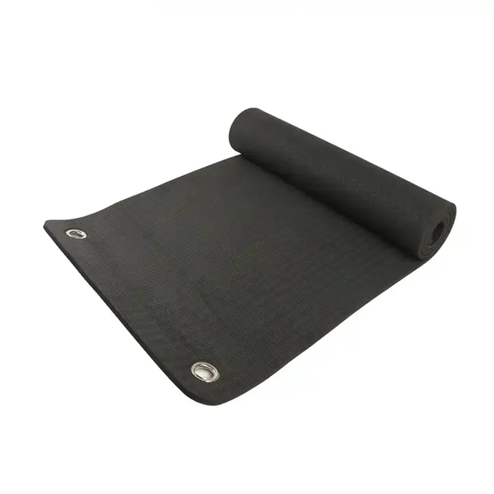 Eco-friendly Non Slip Custom Logo Durable Studio Gym Wall Perforated Thick Black Hanging Eyelets TPE Yoga Mat With Holes