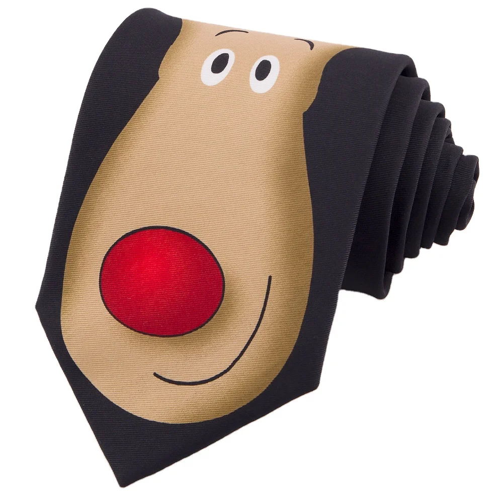 Manxiang Handmade New Year Christmas Animal Printing Polyester Neck Ties