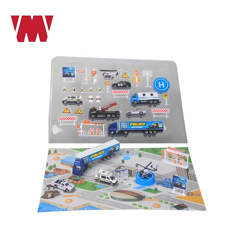 
High quality kids diecast collectables model vehicle gift toy cars 1:64 scale swat action and Engineering play sets 30pcs 
