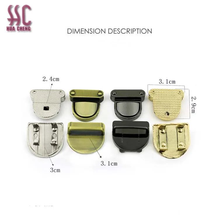 Traditional metal zinc alloy push lock metal bag lock for handbag hardware decoration bag lock