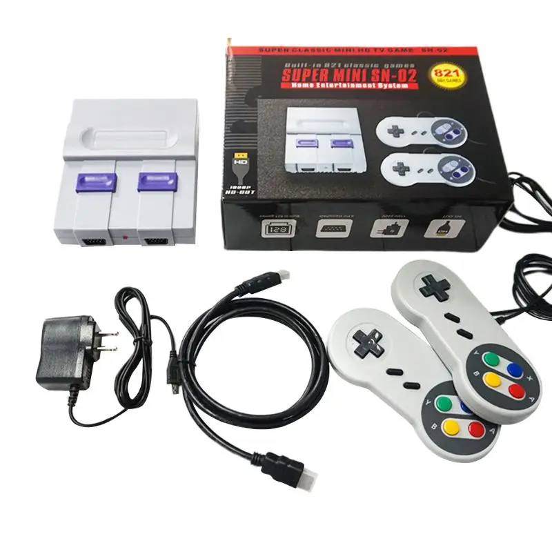Newest Retro Game Console 8-Bit HD TV Classic Game Console Output NES Built-in 821 Games with 2 Controller