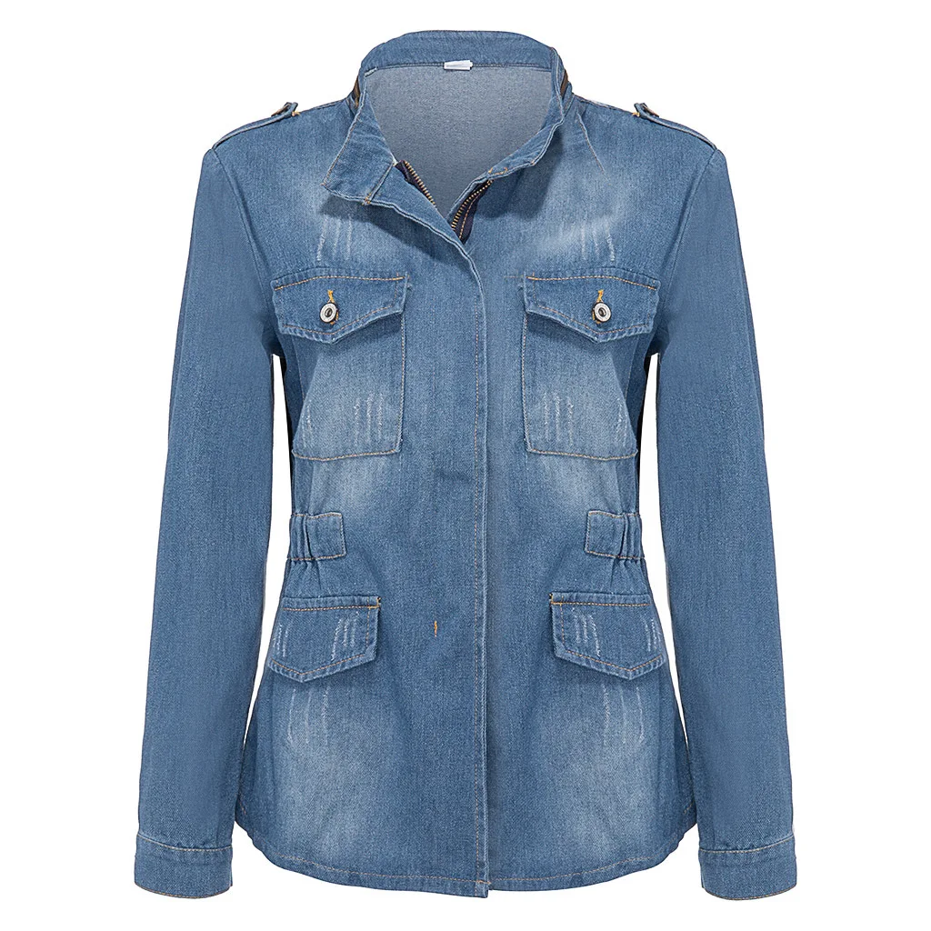 JACKETOWN wholesale denim jacketss women ladies jacket veste femme coat girls denim jean jacket 5xl