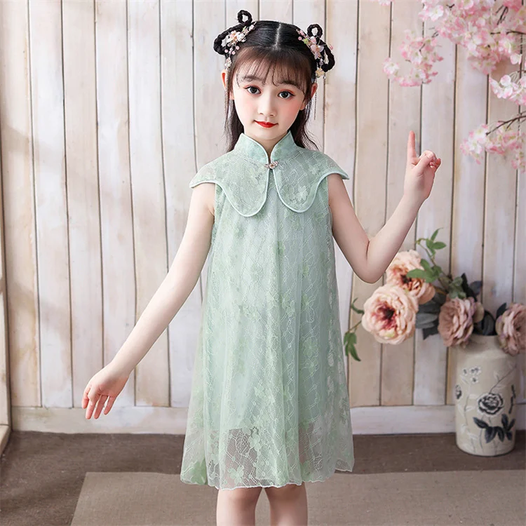 Summer Wholesale Classical Chinese Style Hanfu Little Girl Skirt Elegant Princess Tang Style Dress