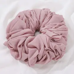 Chiffon Hijab Oversized Scrunchies for Malaysian Women 15X15CM Solid Colors Elastic Hair Accessories Muslim Indonesian Hair Band