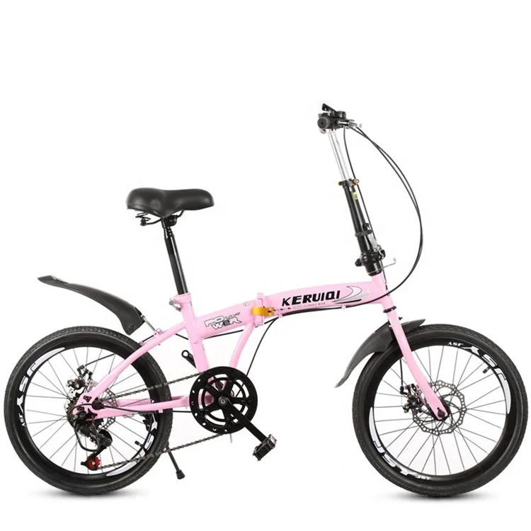Cheap price 20 inch skyblue color double disc brake folding bicycle