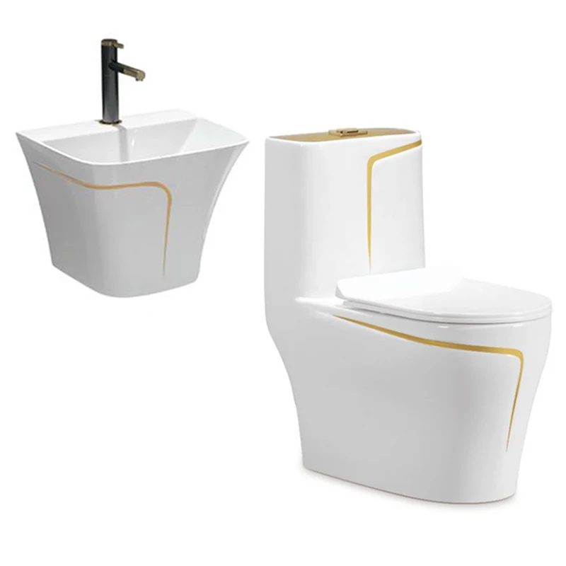 Bathroom Ceramic Toilet Siphon One Piece Toilet Color WC Bathroom Sets