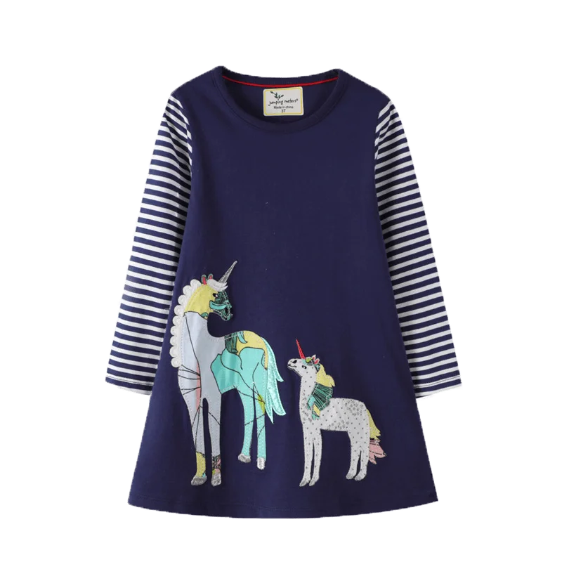 2022 New Printing Princess Middle Clothes Daily Wear Long Sleeves Cute Cat Striped Black And White New Born Baby Dress For Girls