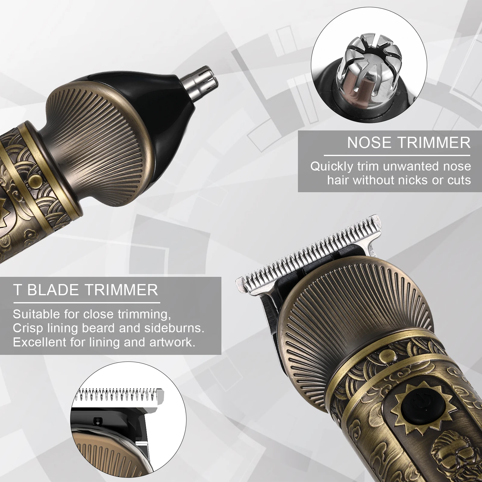 Hatteker New 2In1 Hair Clippers For Men Rechargeable Electric 0mm Hair Trimmer Haircut Machine Trimmer