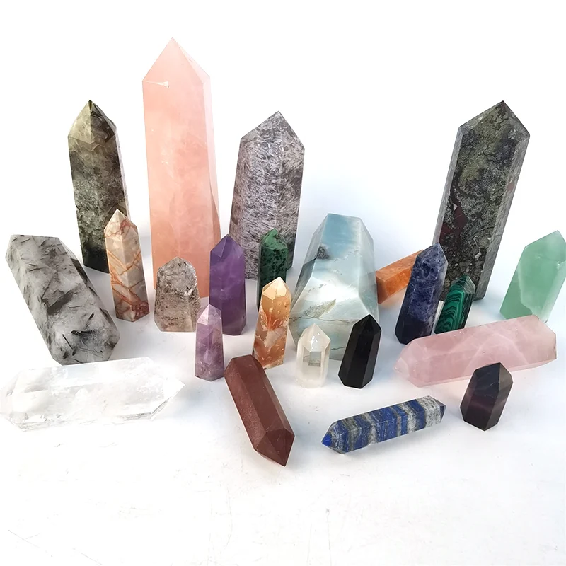 Hot sale  high quality clear quartz tower amethyst wand crystal energy point for healing