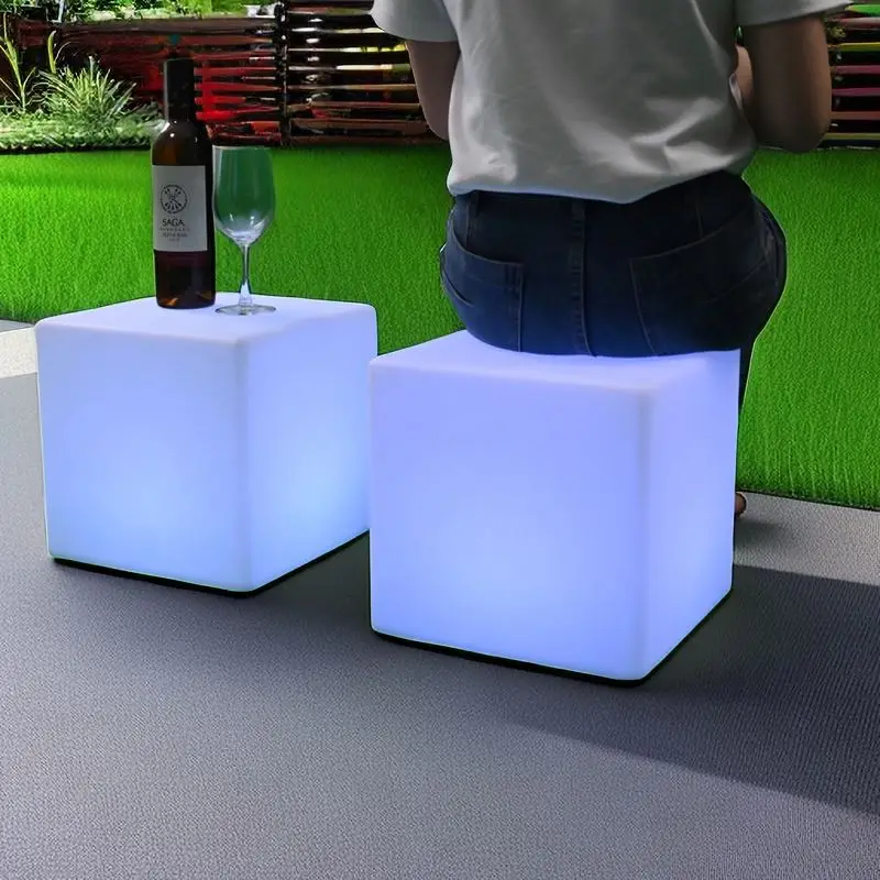 Outdoor party lounge led furniture rechargeable nightclub illuminated plastic furniture set cube led table led chairs lighting