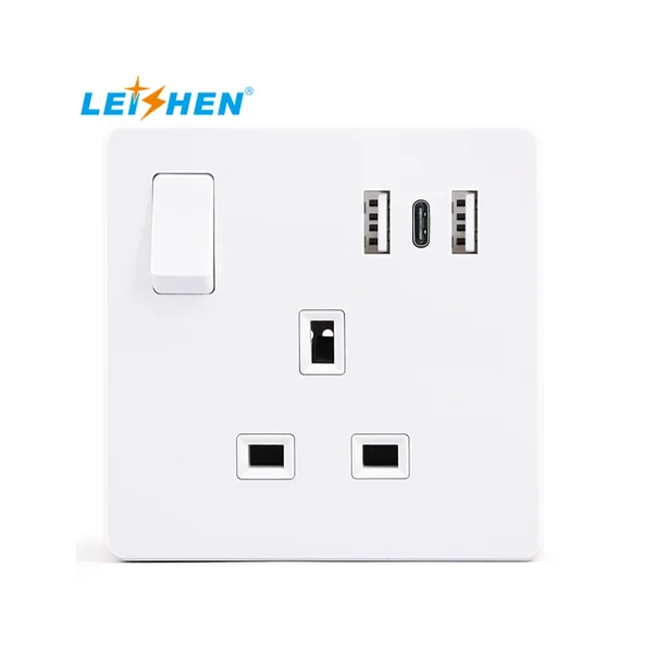 Настенная электрическая розетка 13A стандарта Великобритании розетки типа GB переключатель питания с портами USB для зарядки один тип