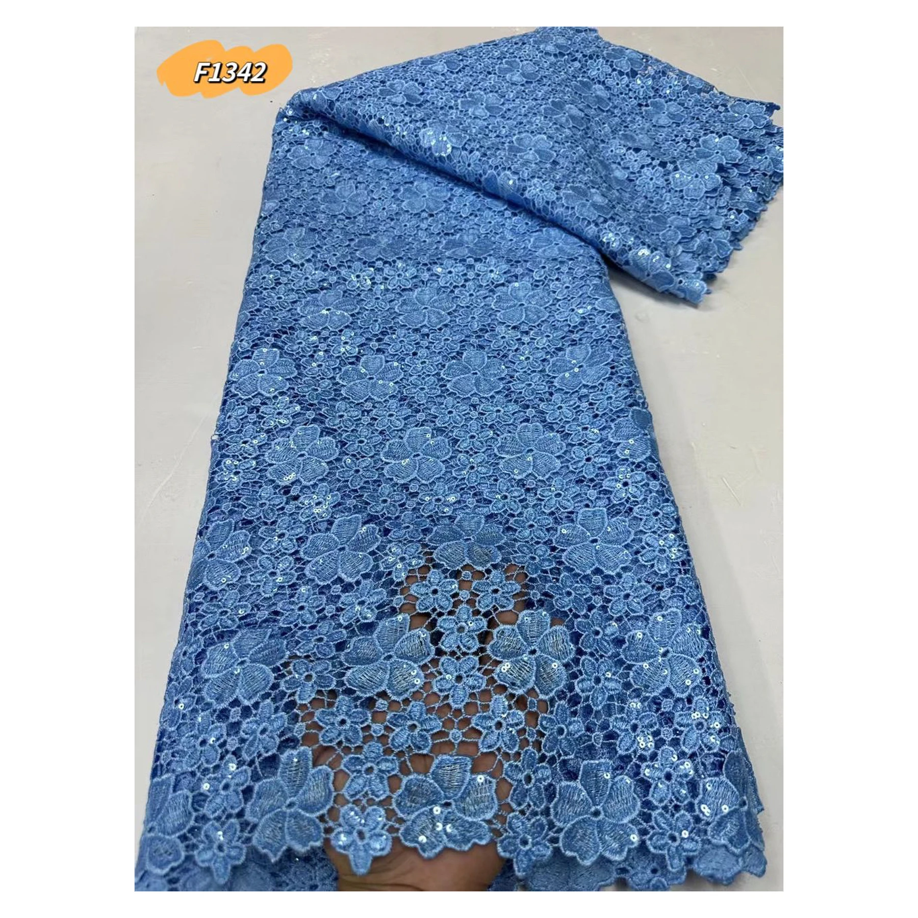 New African Cotton Embroidery Lace Fabric High Quality blue Swiss Lace With Stones sequins For women Sew Wedding Party Dresses