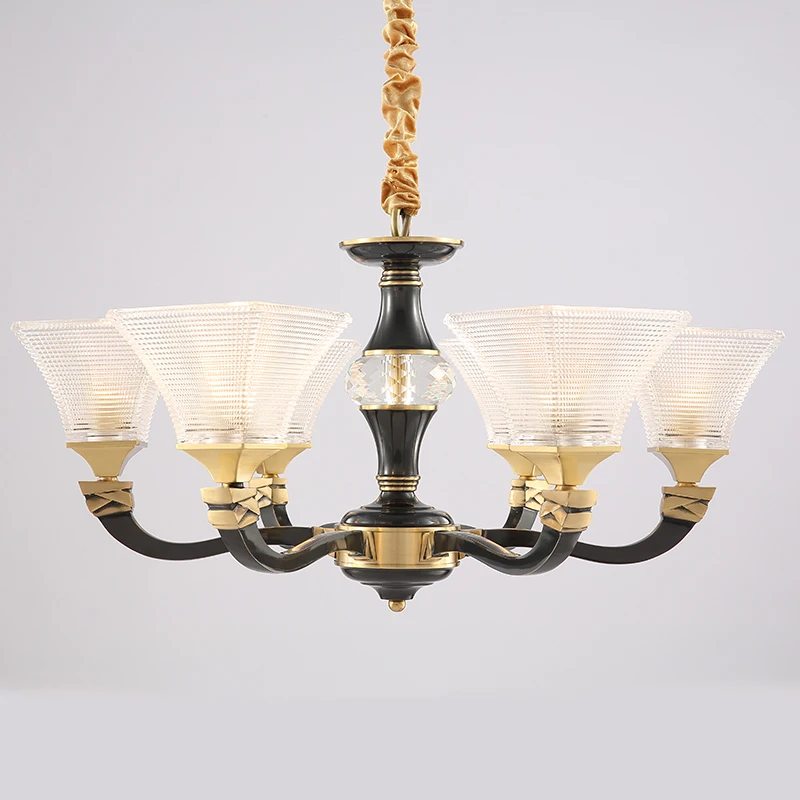 European-style luxury low-key high-end brass living room shopping mall model room hotel front hall crystal glass chandelier