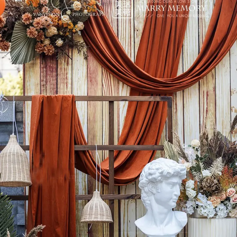 Customized Size Colored Gauze Curtain Party Wedding Celllng Decoratlon Lawn Wedding Backdrop Curtain Stage Decor