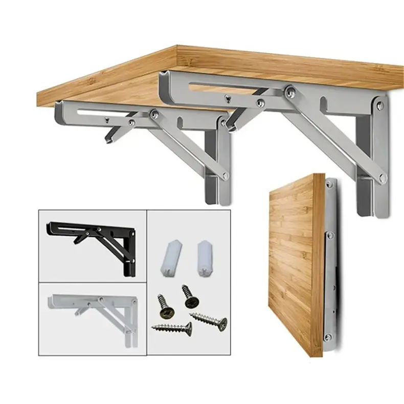 Heavy Duty L Shape Folding Shelf Brackets Shelf Supports 90 Degree Stainless Steel Shelf Wall Mount Folding Table Bracket