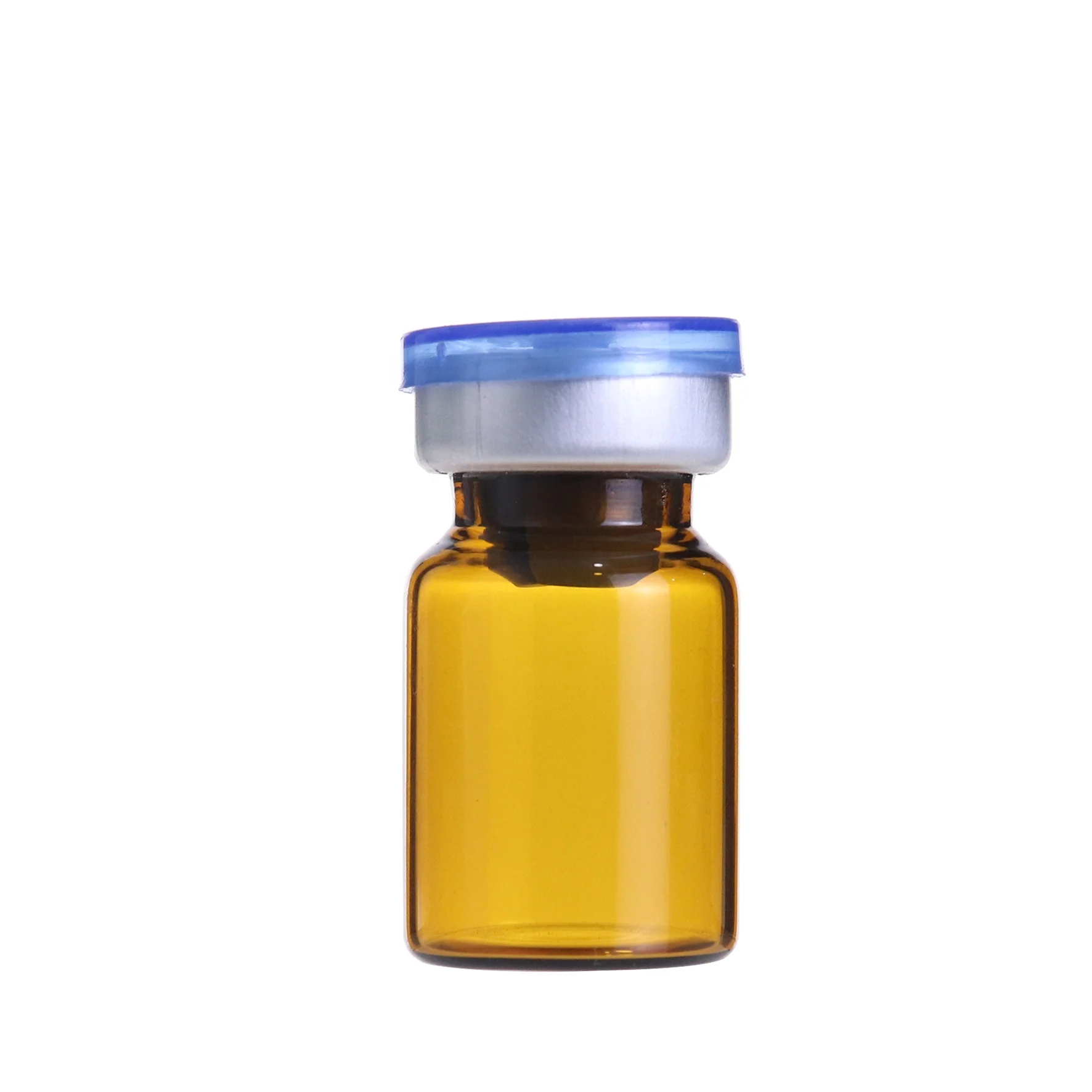 In stock 5ml 7ml clear amber tube borosilicate glass vials with rubber stopper and aluminum cap