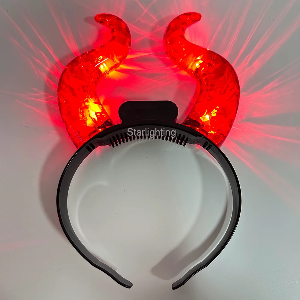 Высокое качество Лидер продаж оптовая продажа красочные меняющиеся светодиодные рога красного быка дьявола для рождественских мероприятий Хэллоуин праздничных оголовье