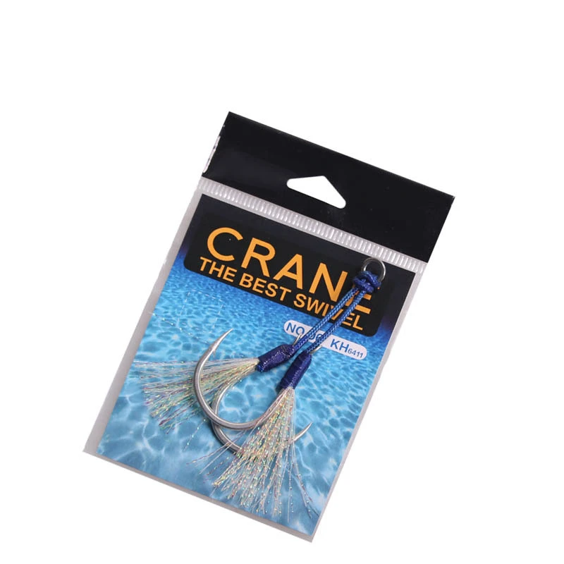 Wholesale 1/0#-7/0# Double Fishing Hook Tie Luminous Silk Bright Silk Hook Fishing Hook