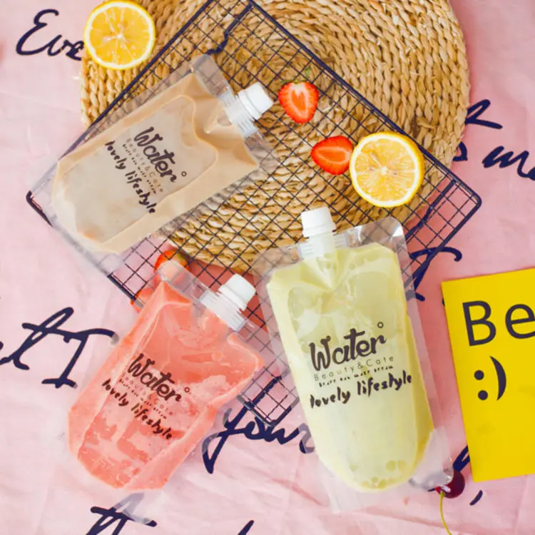 
Food Grade Plastic Flask Bags Reusable Juice Drink Spout Pouch Bag 