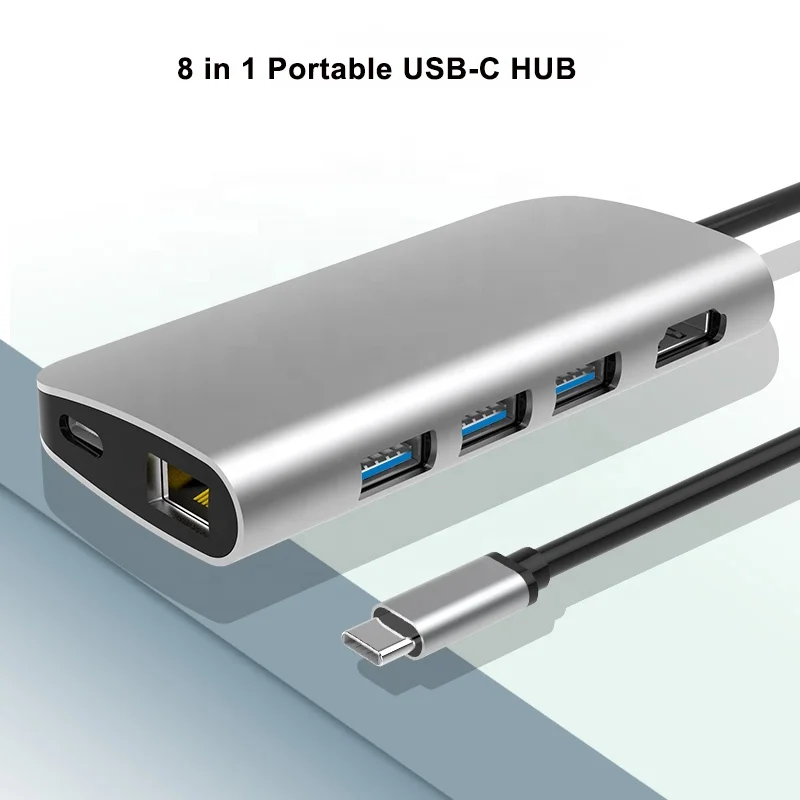 Type-c docking station 8 in 1 to HDTV TF SD card reader USB-C Multi-port Usb C Hub mac book pc usb hub