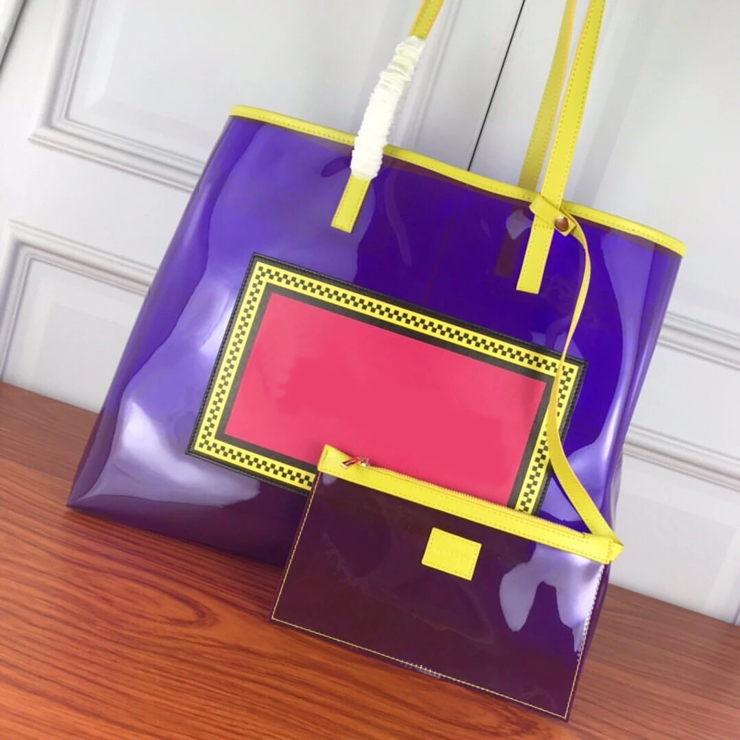 2021 custom printed pvc tote shopping bag plastic rope handle 2021 new clear pvc tote bag