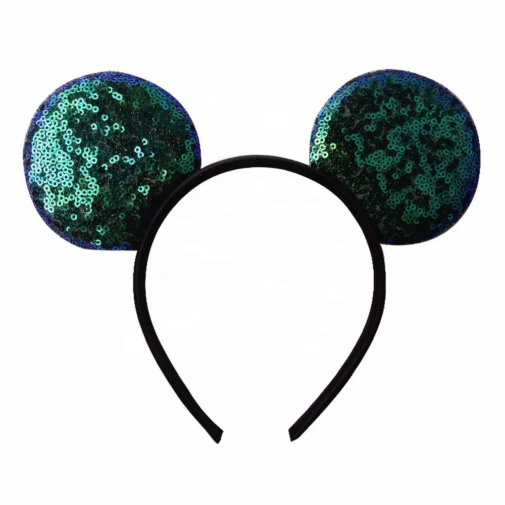 Custom Wholesale Fashion Hair Hoop Sequin Mouse Ears Baby Girls Hair Band For Travel Birthday Party