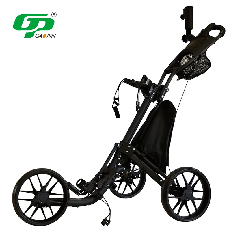 Factory Hot Selling 2 3 4 Wheels Push Golf Trolley Electric Custom Your Logo Quick Open  Foldable Push Golf Trolley Cart