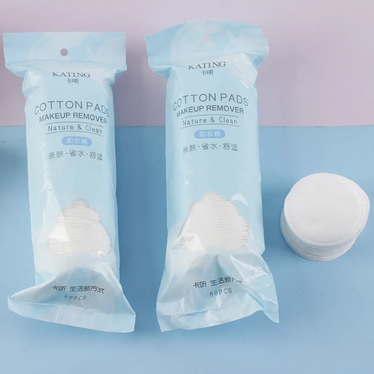 Одноразовые Круглые прокладки для макияжа, хлопковые прокладки для удаления, 80 листов, хлопковый лист в пакете на молнии