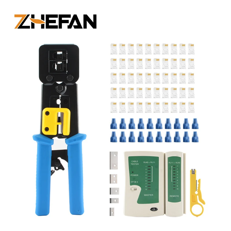 Multitool Hardware Tape In Pliers Tool Set Kit Rj45 6p 8p 2 In 1 Pass Through Pliers Stripper Cutter Crimper Rj45 Crimping Tool