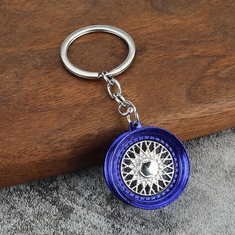 Car Rims Key Chain Turbo Shock Absorber Gear Brake Disc Wheel hub metal Rim Keychain